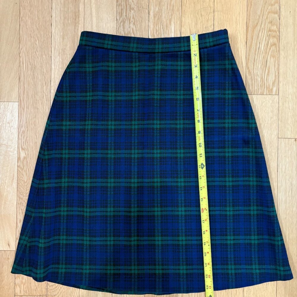 VTG Cricket Lane Black Watch Tartan Plaid Midi Skirt - Dark Academia Preppy - Picture 5 of 5